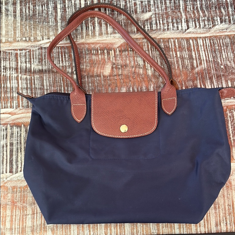 Elegant Navy and Brown Tote Bag